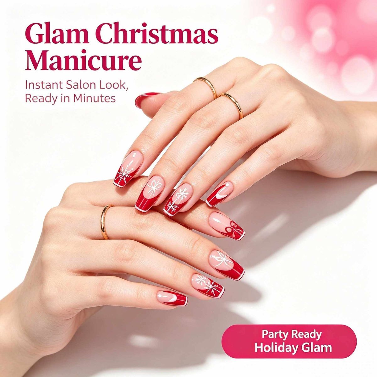 Christmas Press On Nails | Handmade Reusable Salon False Nails Manufacturer