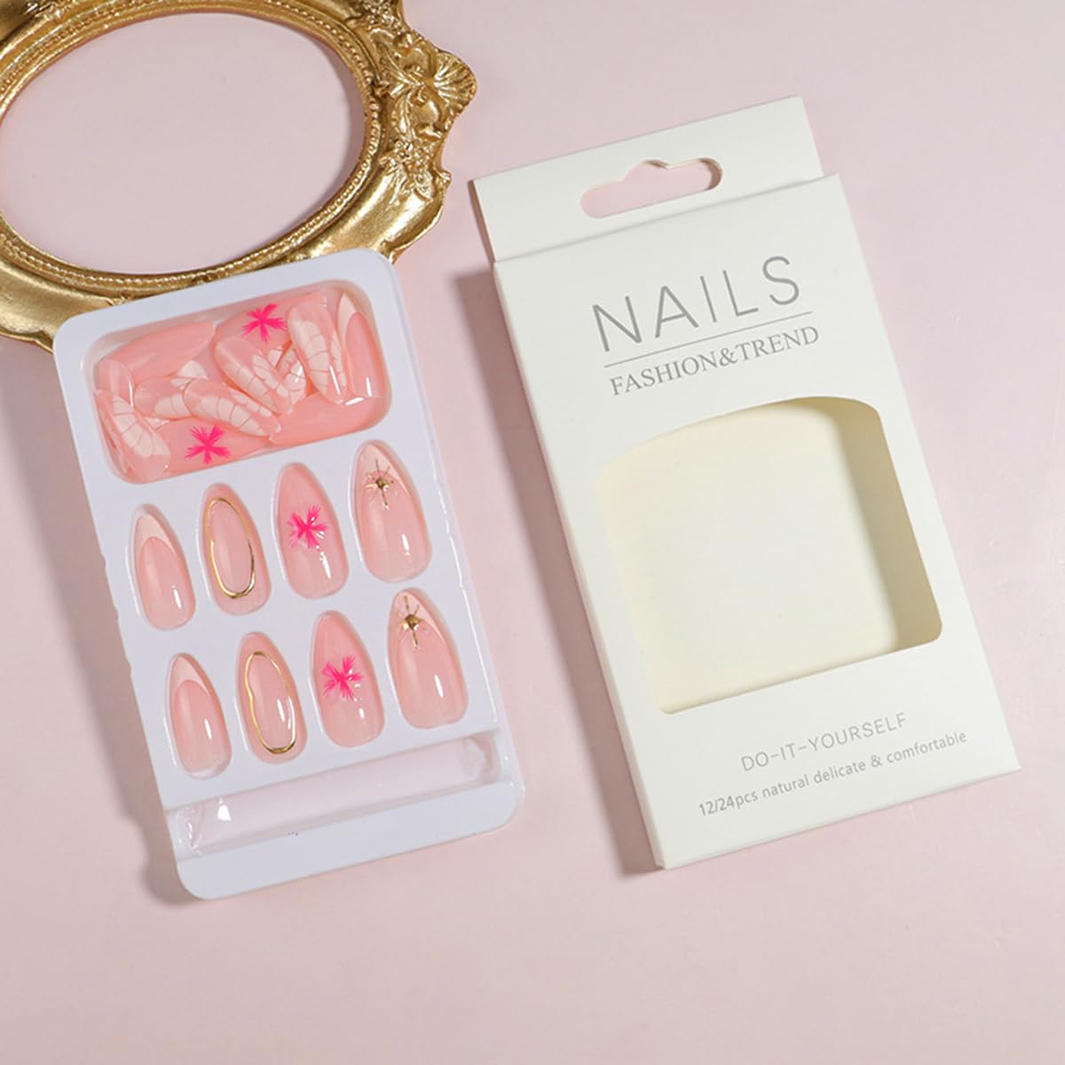 Designer workspace with press-on nails