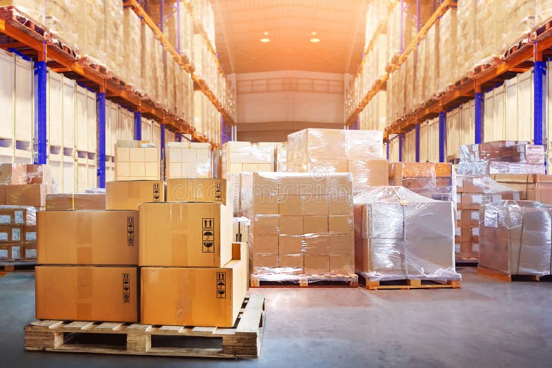 Packed wholesale orders in a distribution warehouse